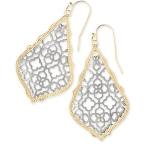 Kendra Scott gold drop earrings (silver filigree)